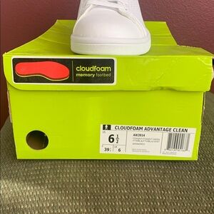 Adidas Unisex White Sneakers with Green Heel Tab